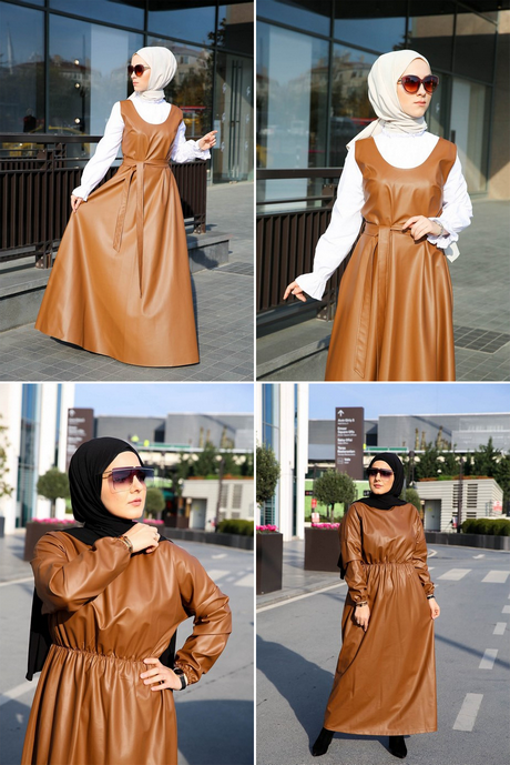 Camel leather dress