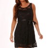 Black lace short dress